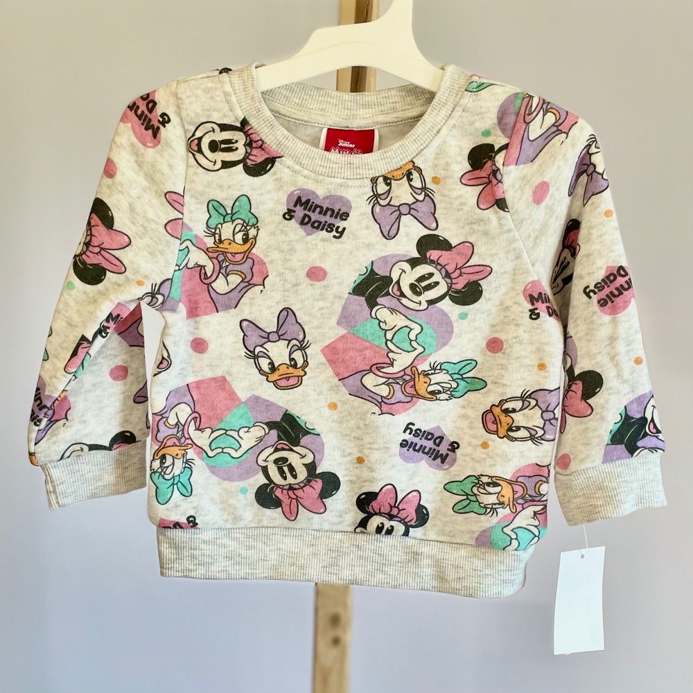 Disney Junior Minnie Mouse Daisy Duck Sweatshirt Oatmeal Heather 18M NEW‎